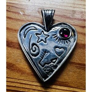 Robert Shields Designs Sterling Silver Heart Pendant Garnet Celebrate New In Box